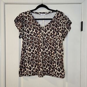 Ekouaer Cotton Leopard Print Sleeveless Pajama Sleepshirt Size Large NWT